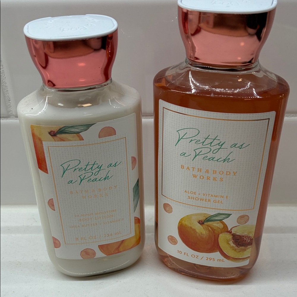 NWT! BBW Pretty As A Peach body wash and body lotion set